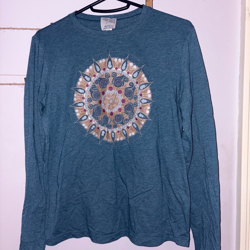 Teal Mandala Long Sleeve Tee